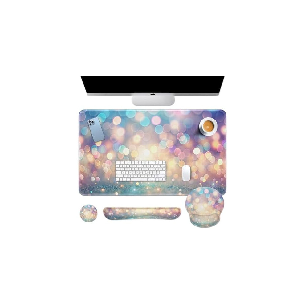 Glitter Keyboard Mouse Pad Set 35.4X15.7 In With Pink/Blue 9097180110279