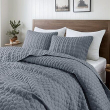 Ensemble de courtepointe bleu King (3 pièces, 264 x 229 cm) : Couvre-lit matelassé léger, doux et toutes saisons avec 2 taies d’oreiller