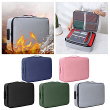 Fireproof Portable Document Organizer Box with Inserts, Zipper & Lock – Grey, Compatible with Home/Travel Use