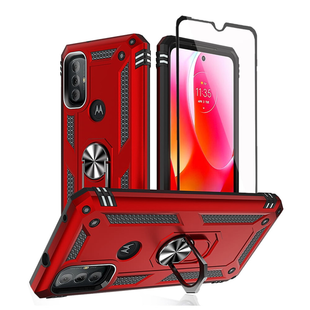 Xhy Moto G Play 2023 Case W/ Screen Protector, Magnetic Ring Kickstand, Military-Grade Rugged Detachable Cover Â Red 9422877788620