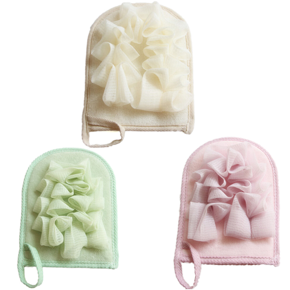 Vaguelly Light 3Pcs Bath Sponge Soft Shower Pouf Assorted Colors Gentle Scrubbing