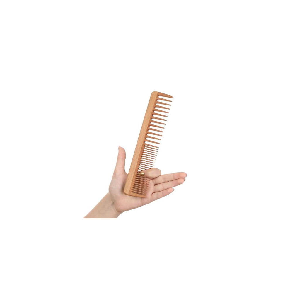 Unisex Handmade Wide Tooth Wooden Comb For Curls Â Anti-Static, Gentle Detangling, Sparse & Dense Teeth Â Compatible With Natural Hair
