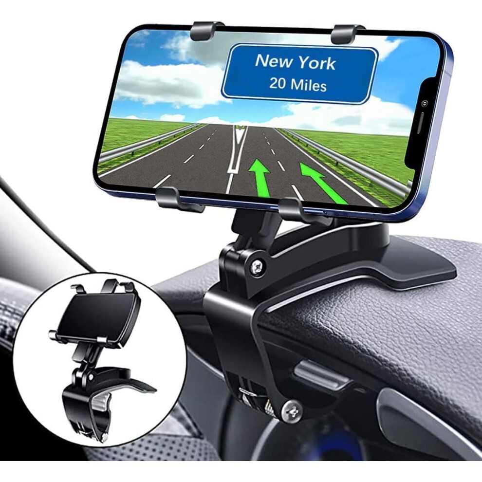 Universal Car Phone Holder Mount,360 Degrees Rotation Dashboard Phone Holder [Upgrade Clip Never Fall] (Black) Black 9399596031170
