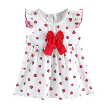 Robe de princesse en coton pour petites filles, imprimé floral et manches volantes – Rouge, taille 2 ans