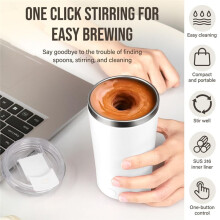 Tasse à Café Électrique à Mélange Automatique, Tasse à Mélange Automatique en Acier Inoxydable 400 Ml, Convient pour le Café, le Lait, A