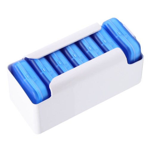 2Sets Portable Blue Vitamin Organizer 7 Day Case with 28 Compartments
