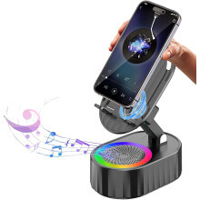 Altavoz Bluetooth inalámbrico con inducción, soporte para teléfono y