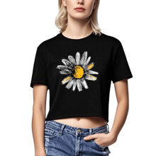 Trendy blomstertrykk-topp for kvinner - Belly Button Exposure Spicy Tops, Plus Size XS-XL Komfortabel bomullsbasis