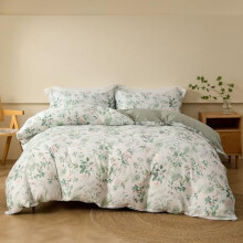 Set de husă de pilotă, husă de pilotă 100% bumbac cu model floral, setul de lenjerie de pat moale include 3 piese (2 fețe de pernă, 1 husă de