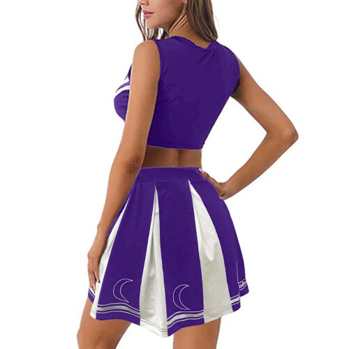 Riforla Cheerleading Μαθητή Αθλητικά Ημερήσια Cheerleading Διαγωνισμός Σετ Φόρεμα με Φούστα Μωβ