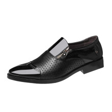 Men Formal Shoes Elegant Shoes PU Leather Footwear Work Oxfords Modern Comfortable Men Dress Shoes for Career Party Wedding, Black with Holes 41