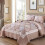 Set di 3 pezzi per trapunta matrimoniale Queen con patchwork floreale rosa chiaro. 1