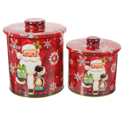 4Pièces Boîtes Métalliques Noël Multi Fonction Pour Conserves Biscuits