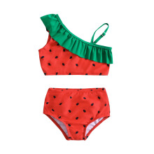Zomerse peuterbadpak/bikini met watermeloenprint en ruches voor meisjes van 3-4 jaar.