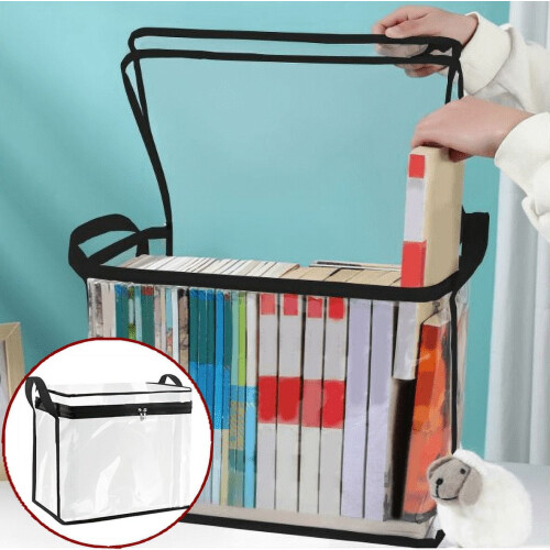 Bolsa transparente de PVC para guardar quadrinhos e DVDs, com alças.