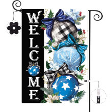 Drapeau de jardin de Noël d'hiver 32 x 46 cm, toile de jute double face, boule de Noël bleue, décoration extérieure