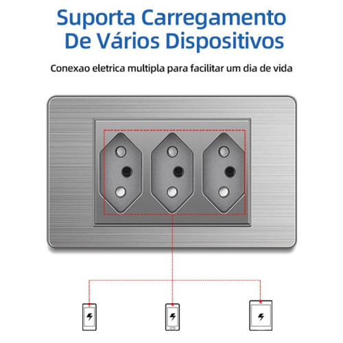 Brazilian Standard Socket Light  Socket Wall Power Socket 10A Fast Charge 3 BR Socket 2
