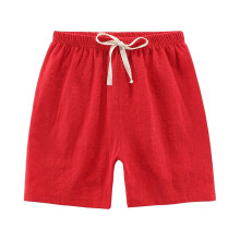 Katoenen-linnen shorts voor peuters, jongens en meisjes, rood