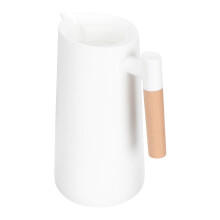 Nordic Household Thermal Kettle with Wooden Handle Glass Liner Hot Water Kettle Coffee Pot (White)