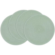 Round woven placemats set of 4, 15 inch, sage green