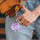 Purple Velvet Ball Keychain Set with Initial Personalization 4