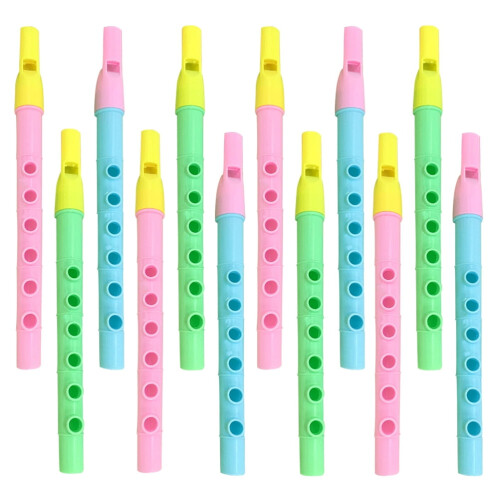 12 buc flaut muzical din plastic, culori asortate 1