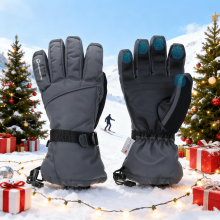 WARMOUNTS Síkesztyűk férfiaknak/nőknek, 3M Thinsulate vízálló érintőképernyős téli kesztyű síeléshez/snowboardozáshoz, szürke, XL