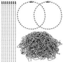 200Pcs Silver Adjustable Bead Chain with Connector Clasp for Key Rings