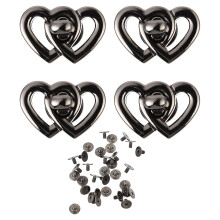 8St Zwarte Hartvormige Metalen Handtas Draaisloten Hoes Accessoires