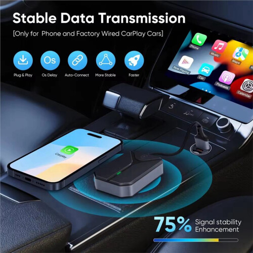 Car Wireless Carplay Android Auto 2in1 Box Wired to Wireless Dongle Plug& Android Auto CarPlay   Box 2