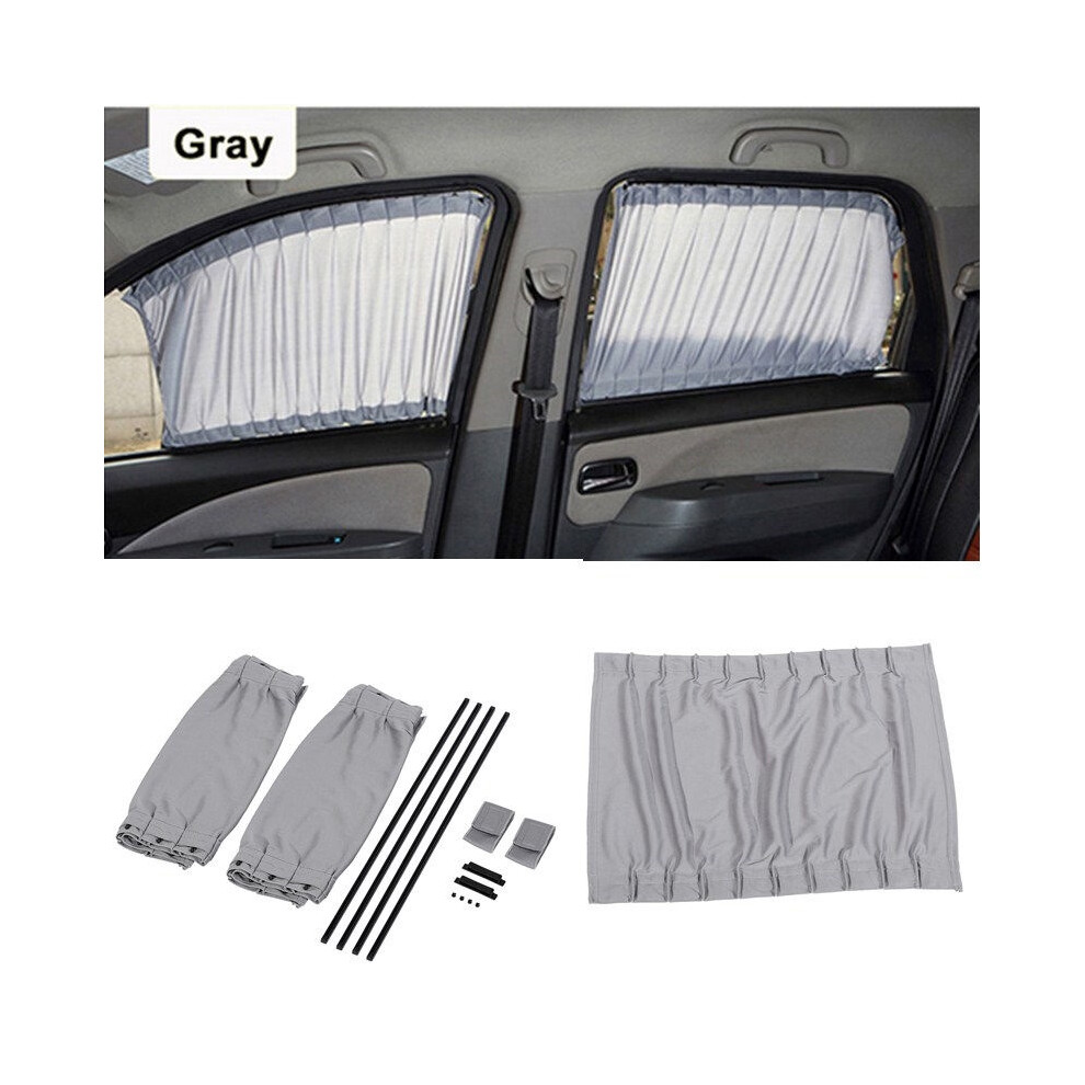 (, 50*39Cm) Luxury 2Pcs Vip Car Van Suv Window Curtain Uv Sunshade Kit Universal Visor Grey/Beige 691724398636