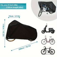 Heavy Duty Oxford Bike Cover for 1-2 Bikes, Waterproof, UV/Wind Resistant, Lock Hole, Compatible with Mountain/Road/E-Bikes & Motorcycles