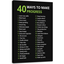 Tableau inspirant sur toile : Affiche de 40 citations motivantes, affirmations positives, 30 x 45 cm, encadrée, décoration moderne pour bureau et