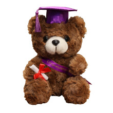Jucărie de pluș cu ursuleț brun pentru absolvire, violet, 18 cm