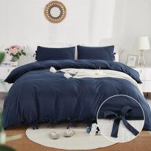 Navy King Duvet Cover Set Microfiber 3-Piece