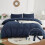 Navy King Duvet Cover Set Microfiber 3-Piece 1