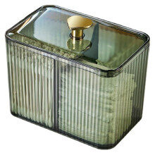 Organisateur de rangement pour coiffeuse, distributeur de cotons-tiges à 3 compartiments, pot compact de rangement pour pinceaux et accessoires de