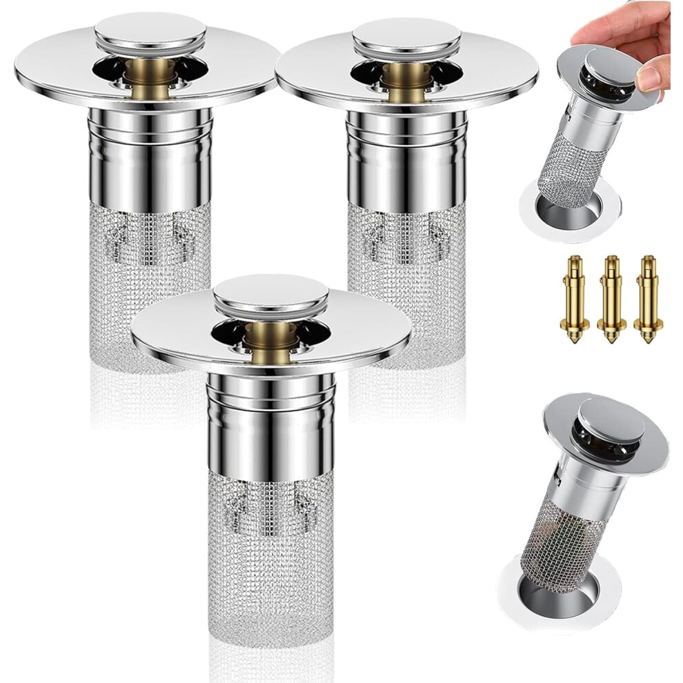 Drain, Sink Strainer, Universal Stainless Steel Drain Strainer, Pop Up Sink Stopper Bathroom 9357860932318