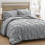 Set copripiumino matrimoniale grigio chiaro 3 pezzi stile boho plissettato 1