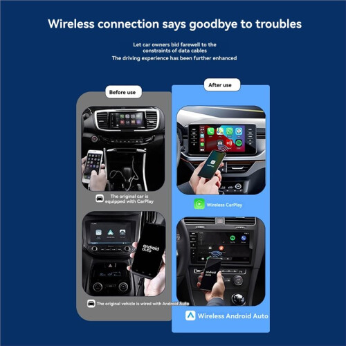 Car Wireless Carplay e Android Auto Box 2 In 1 Cablato A Wireless Dongle Plug& Android AUTO Adattatore CarPlay  Box 2