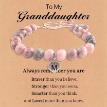 Personalized Beaded Bracelet with Pink Letter Charm (A-T), Compatible with School, Birthday & Christmas Gifts for Women & Girls