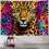 Tapeçaria de parede com estampa de leopardo em arco-íris neon – 101,6 x 76,2 cm (40 x 30 polegadas) com efeito de pelo para meninas e mulheres, 1