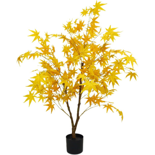1.2M Artificial Red/Yellow Maple Tree, Bionic Potted Tree for Window, Courtyard & Living Room Decoration