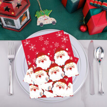 Papieren servetten met kerstman en sneeuwvlokken (20 stuks)