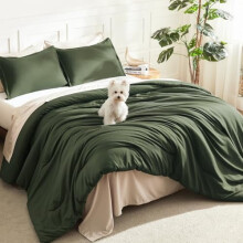 Set copripiumino singolo/singolo extra-lungo verde oliva scuro, set di biancheria da letto a 2 pezzi, set soffice per tutte le stagioni (copripiumino