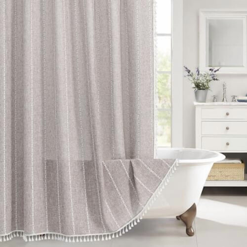 Boho Duschdraperi Bomull Linne 72x84 Brun Grå