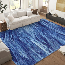 Area Rug Rugs 5x7 - Washable Neutral Modern Abstract Soft Thin Large Rug Indoor Floor No Slip Rug Carpet Under Dining Table Home Decor - Blue