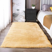 Yellow Faux Sheepskin Area Rug 3x5 Feet Rectangle