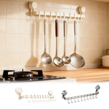 Wandhakenleiste mit 10 Haken – Saugnapfbefestigung, ABS &