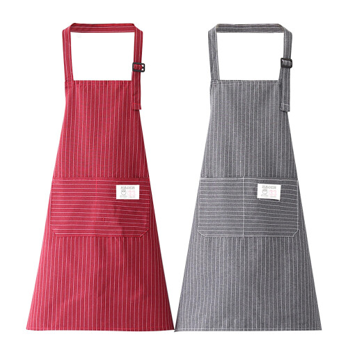 Conjunto de 2 aventais de cozinha em algodão com alça de pescoço ajustável e bolsos.